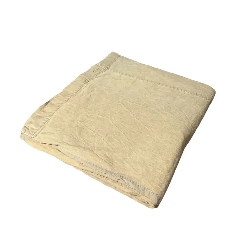 Vintage Rare Pottery Barn Linen Duvet Cover Tan Reversible Heavy Thick 2008